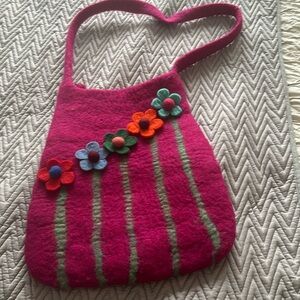 Fuschia fun felted floral handbag!